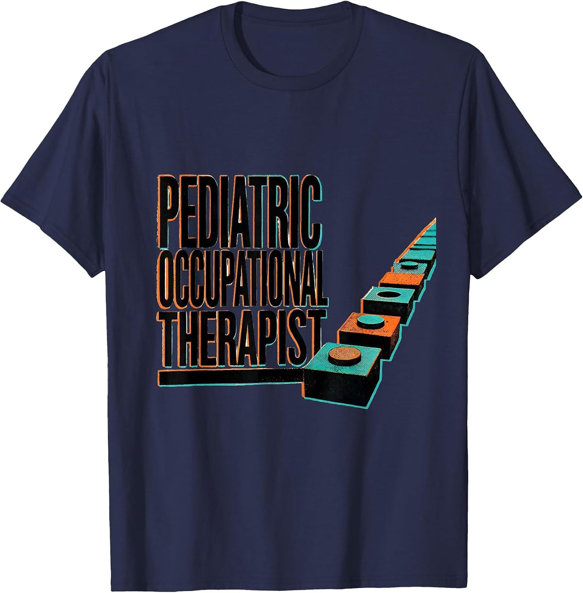Men's Pediatric Occupational Therapist Risograph OT Pride Casual T-Shirt - Navy Blue