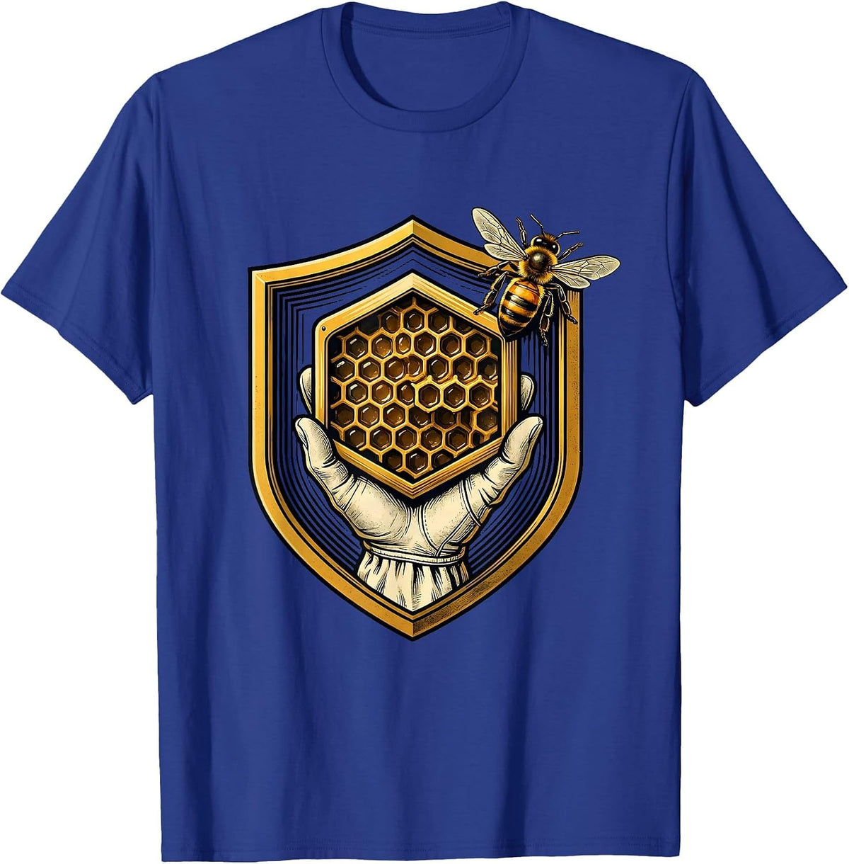 Sealed Shield Beekeeper Honey Frame Emblem T-Shirt - Royal Blue