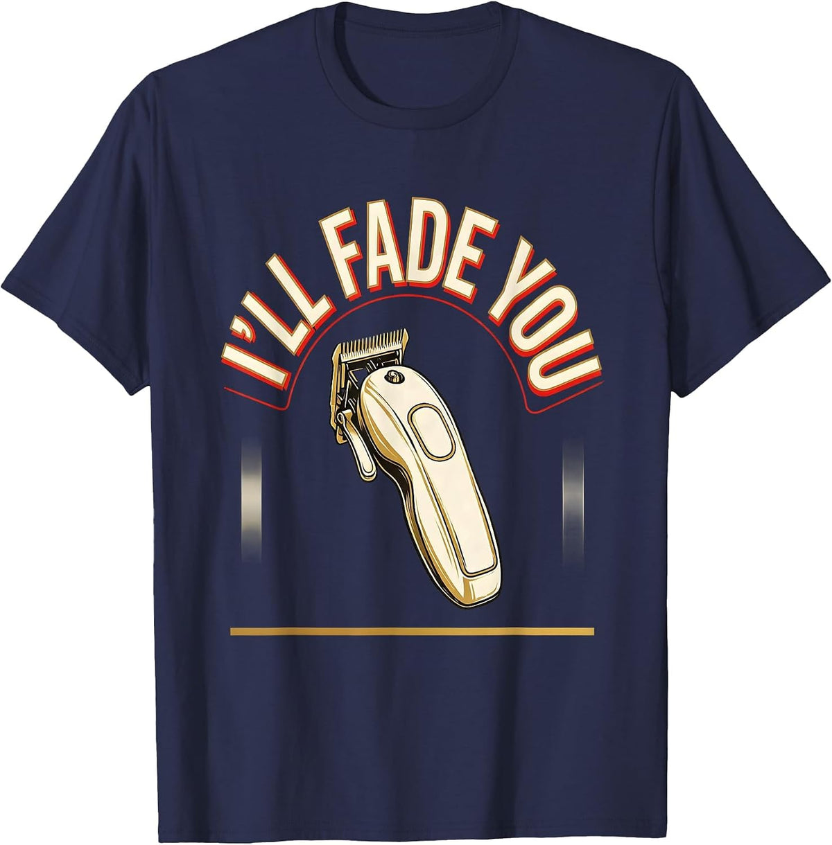 Men's I'll Fade You Funny Barber Vintage Sign Painter Hair Stylist T-Shirt - Navy Blue