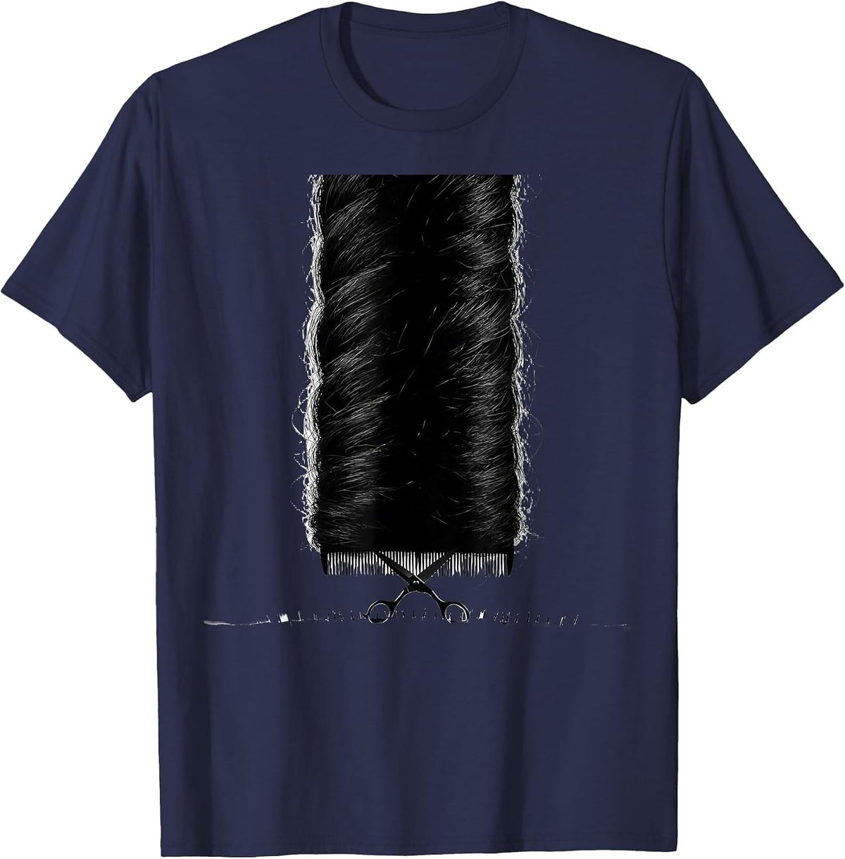 Scissors Cutting Hair Solid Silhouette Hairdresser Humor T-Shirt - Navy Blue