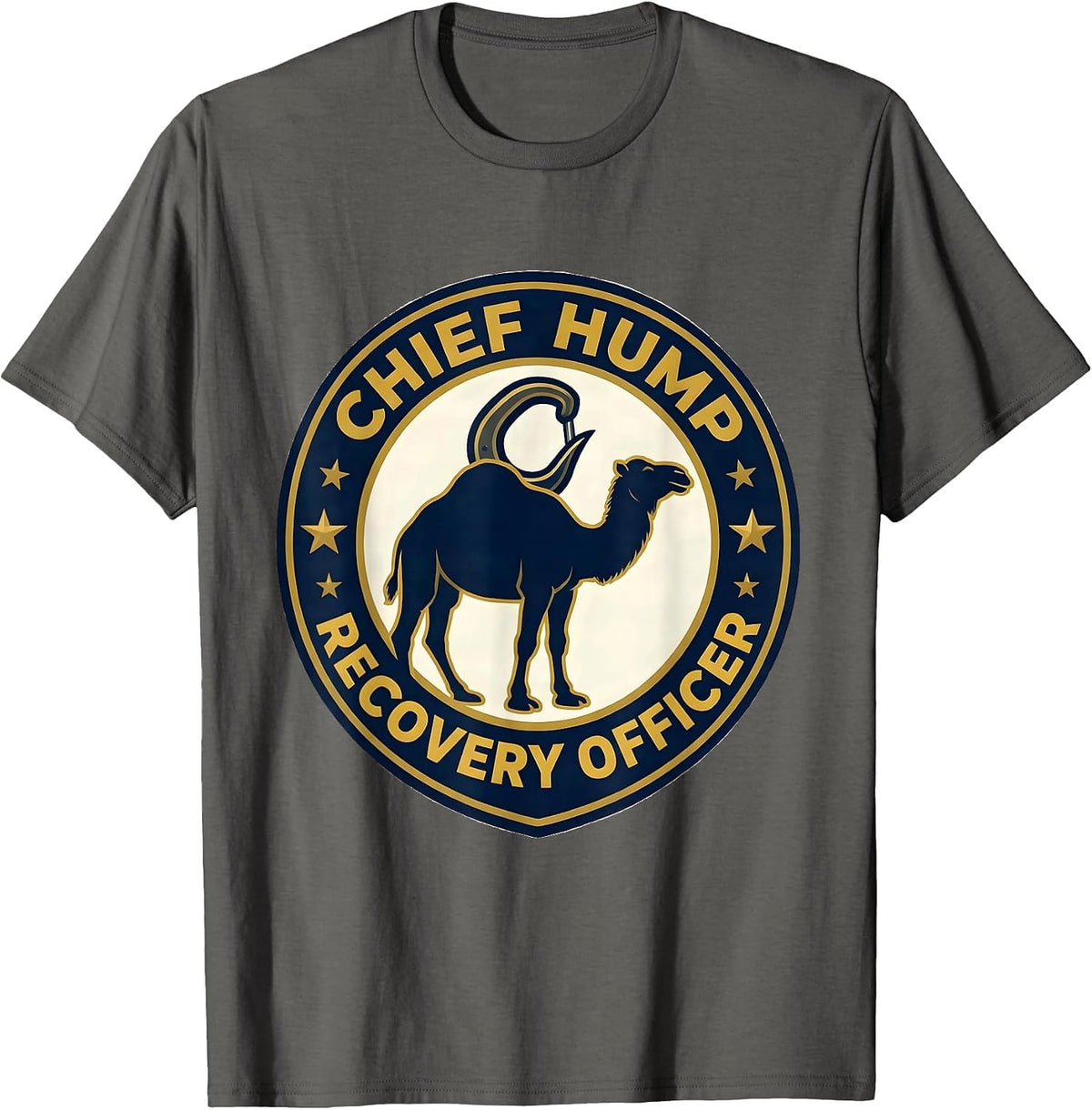 Chief Hump Recovery Officer Funny Tow Truck Adult Humor T-Shirt - Asphalt Grey