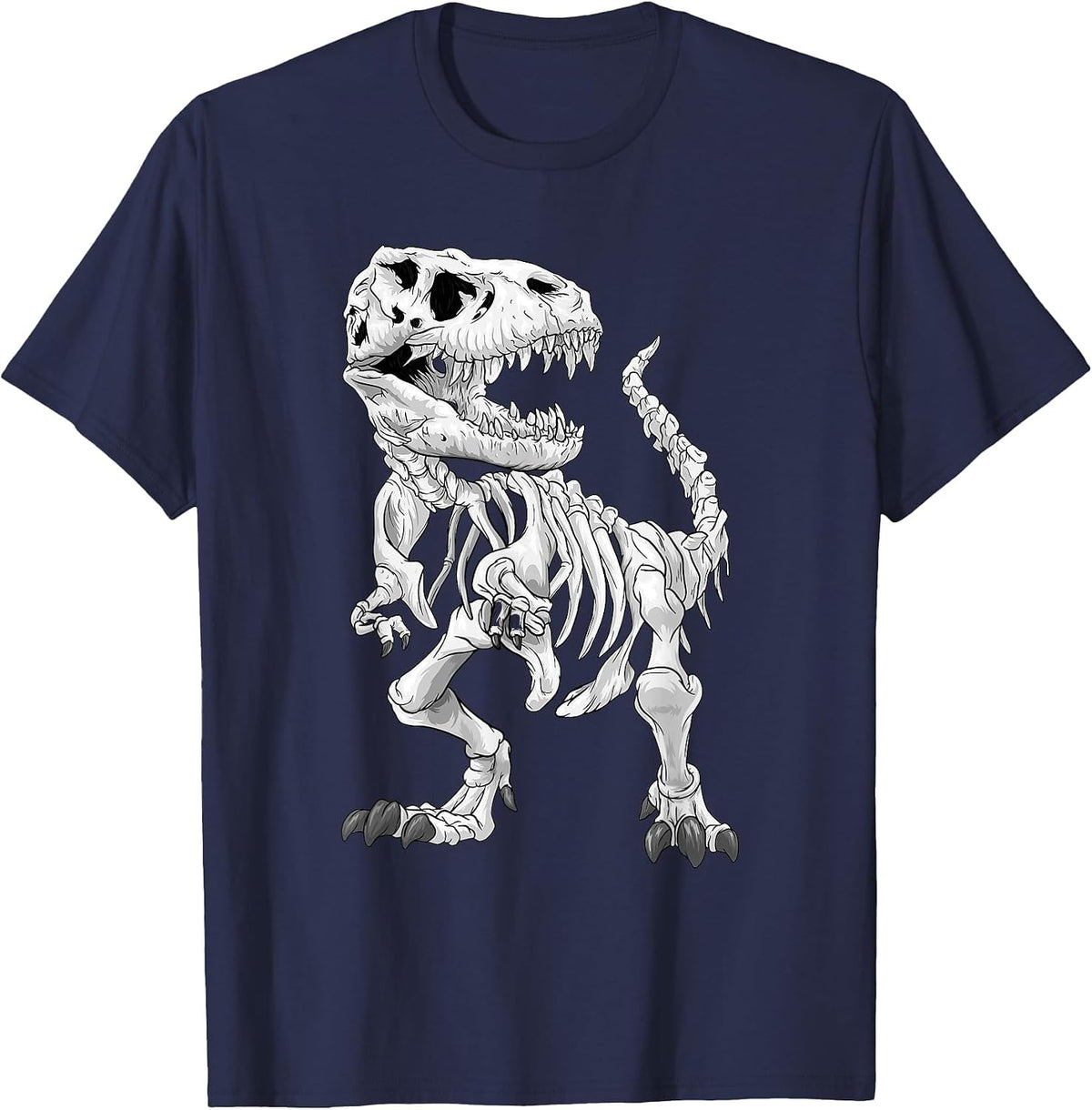 T-Rex Skeleton Dino Bones Paleontologist Fossil Dinosaur T-Shirt - Navy Blue