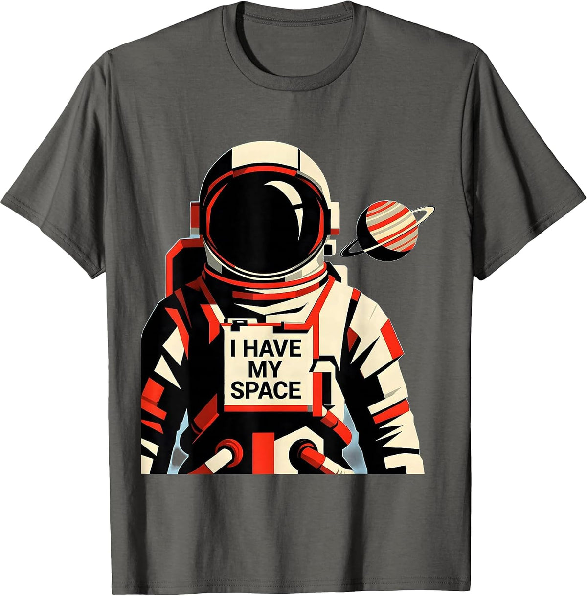 I Have My Space Geometric Astronaut Humor Science Lover Gift T-Shirt - Asphalt Grey