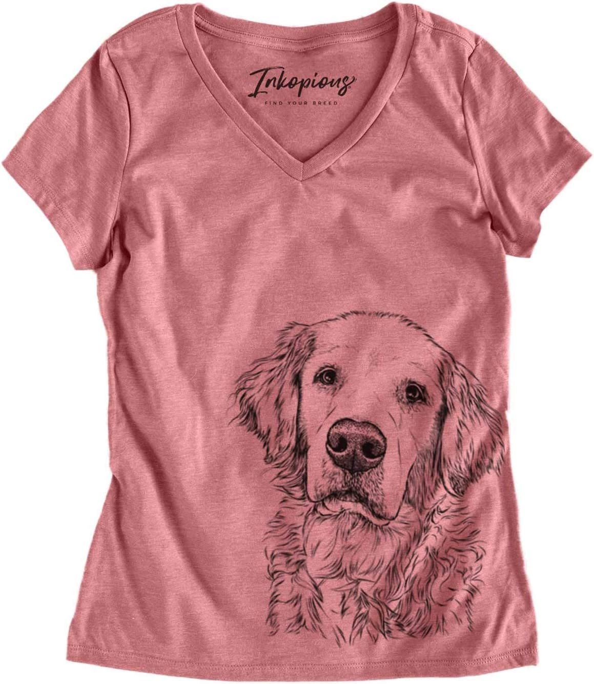 Bare Loganator the Golden Retriever Dog Triblend T-Shirt - Dusty Rose V-neck