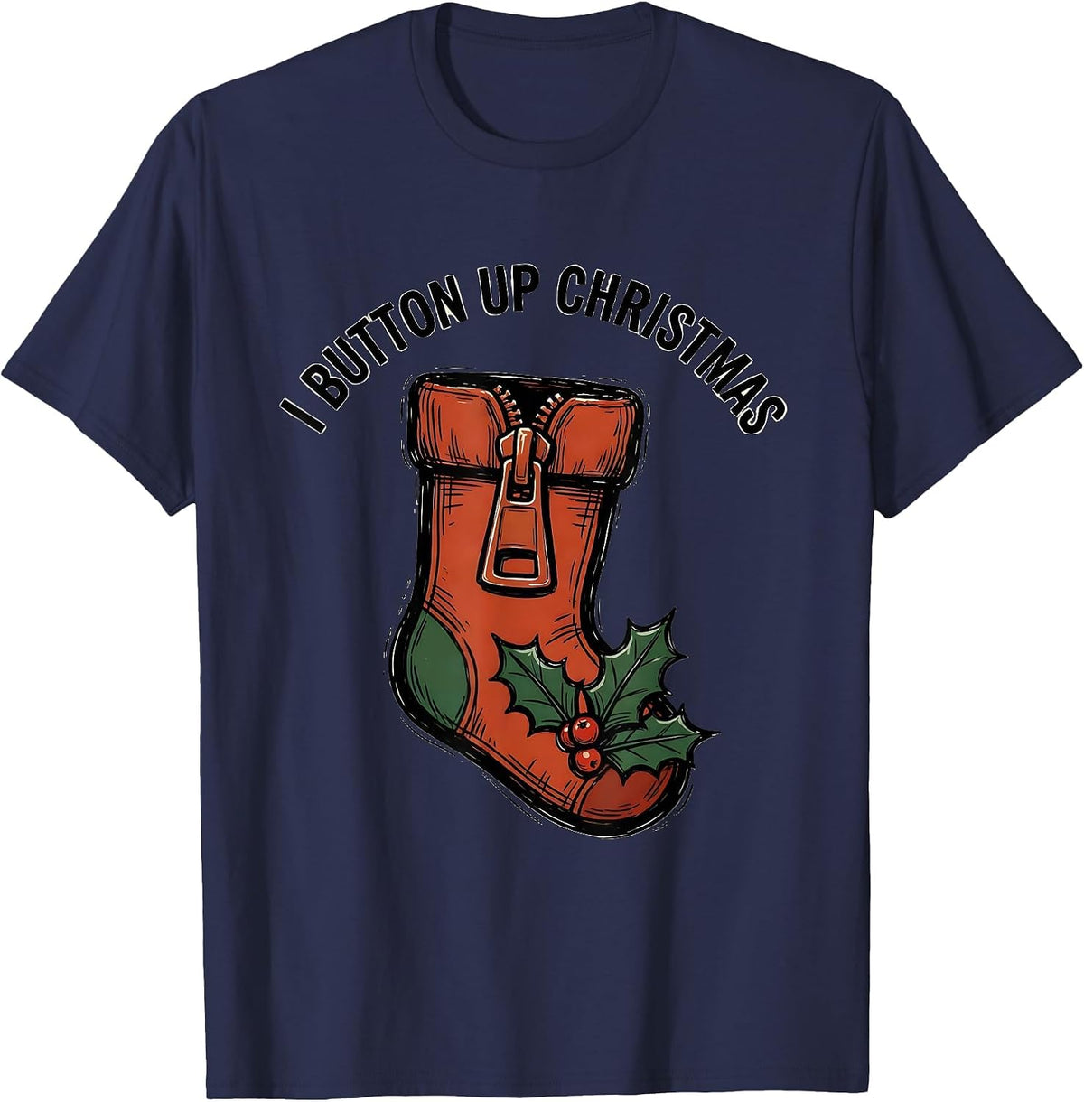Men's I Button Up Christmas Occupational Therapist OT Holiday T-Shirt - Navy Blue