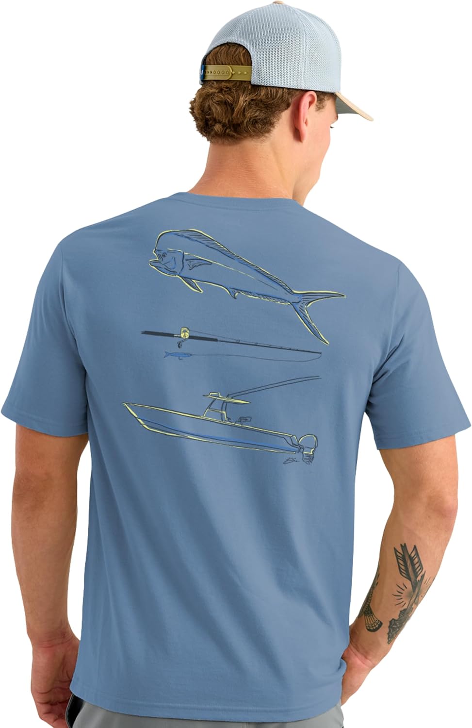 HUK Men's Kc Scott Original Fishing Artwork Graphic Pocket Tee Shirts, Short Sleeve Casual T-Shirts, Soft Cotton Blend -