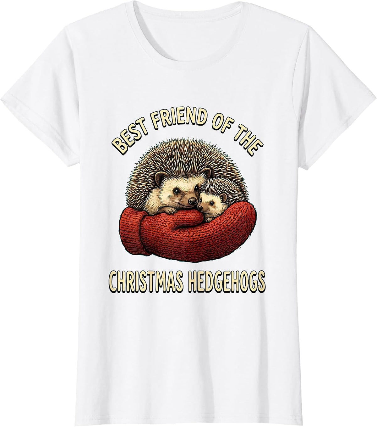 Best Friend Of The Christmas Hedgehogs Cute Hedgehog Holiday T-Shirt - White