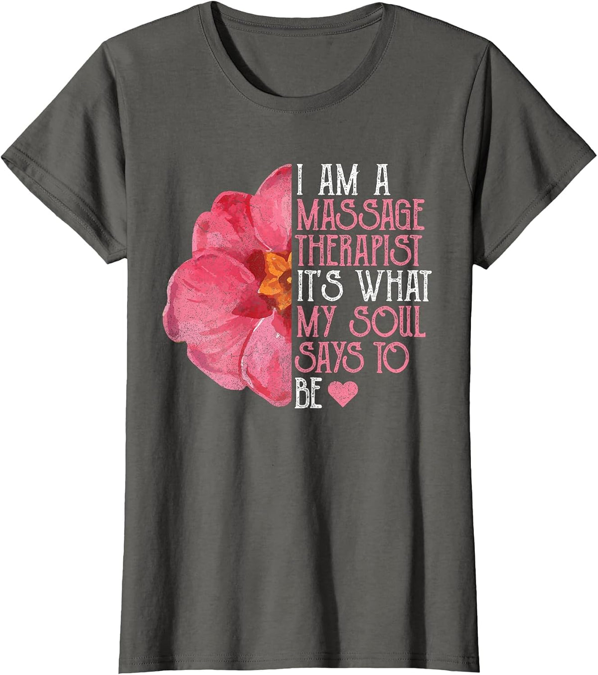 Massage Therapist Uniform for Women, Masseuse Floral T-Shirt - Asphalt Grey
