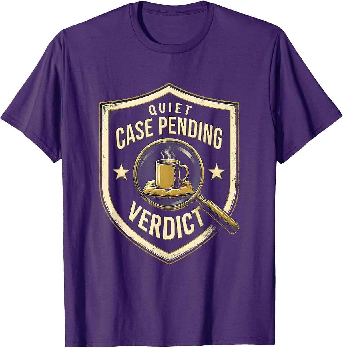 Quiet Case Pending Verdict Funny True Crime Fan Couch Humor T-Shirt - Purple