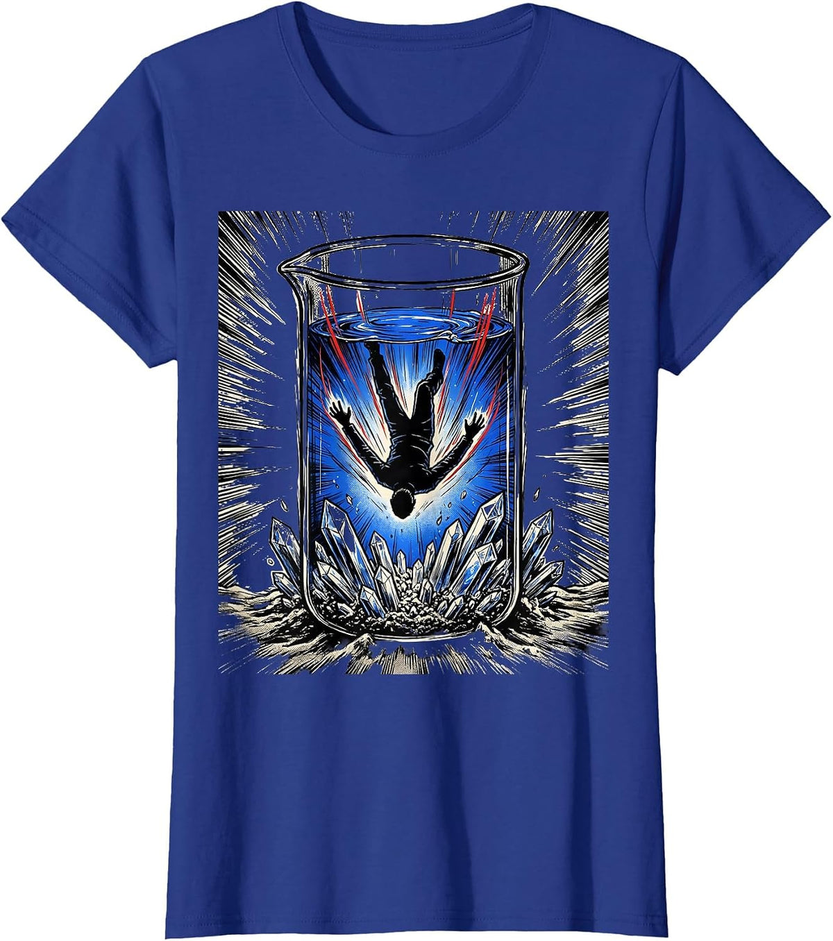 Women's Comic Lab Beaker Chemistry Nerd Humor Science Lover T-Shirt - Royal Blue
