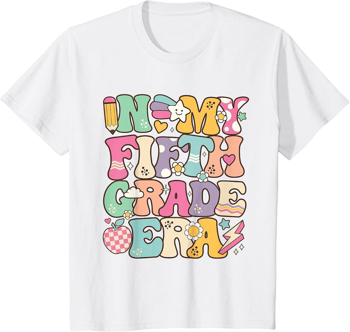 in My Fifth Grade Era Girl Back to School 5th Grade Teacher T-Shirt - White