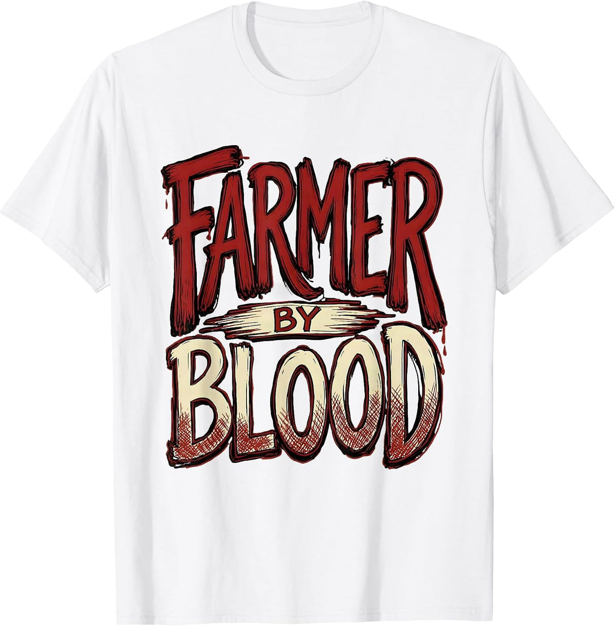 Men's Farmer By Blood Country Pride Design T-Shirt - White