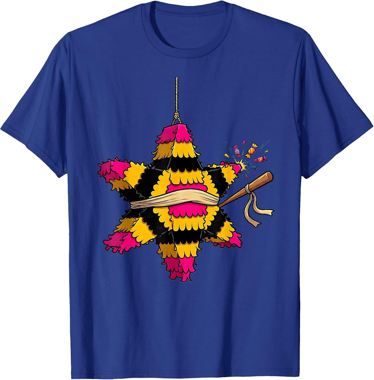 Oversized Star Piñata Cartoon Cinco De Mayo Party Costume T-Shirt - Royal Blue