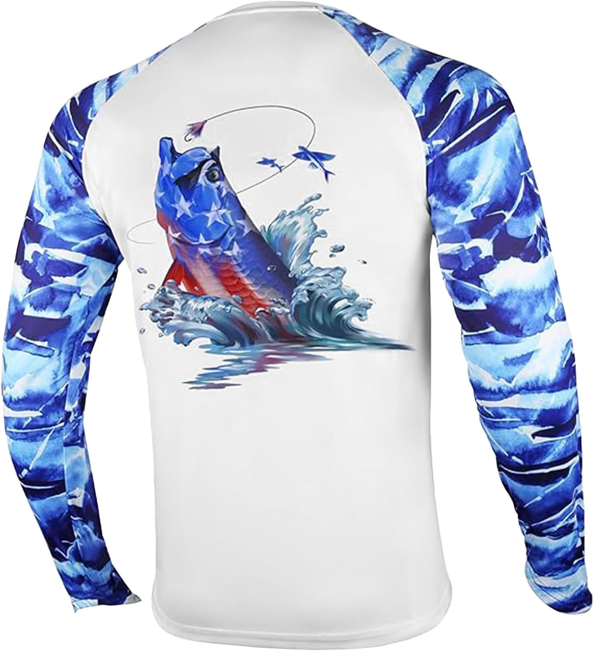 Palmyth Fishing Shirts for Men Long Sleeve UPF 50+ Quick-Dry T-Shirts - Leaping Tarpon