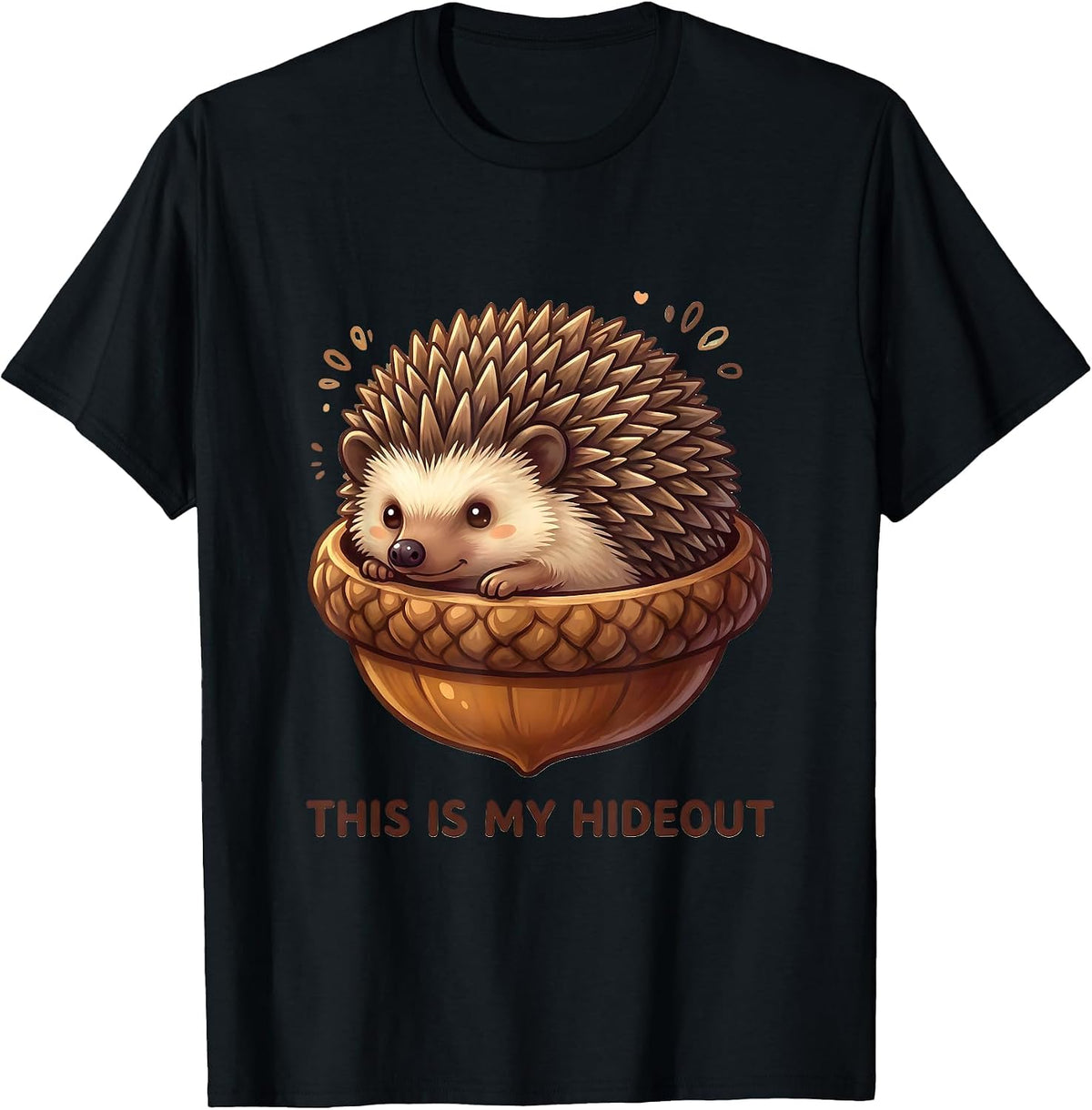 Men's This Is My Hideout Cute Kawaii Hedgehog Lover Gift T-Shirt - Black