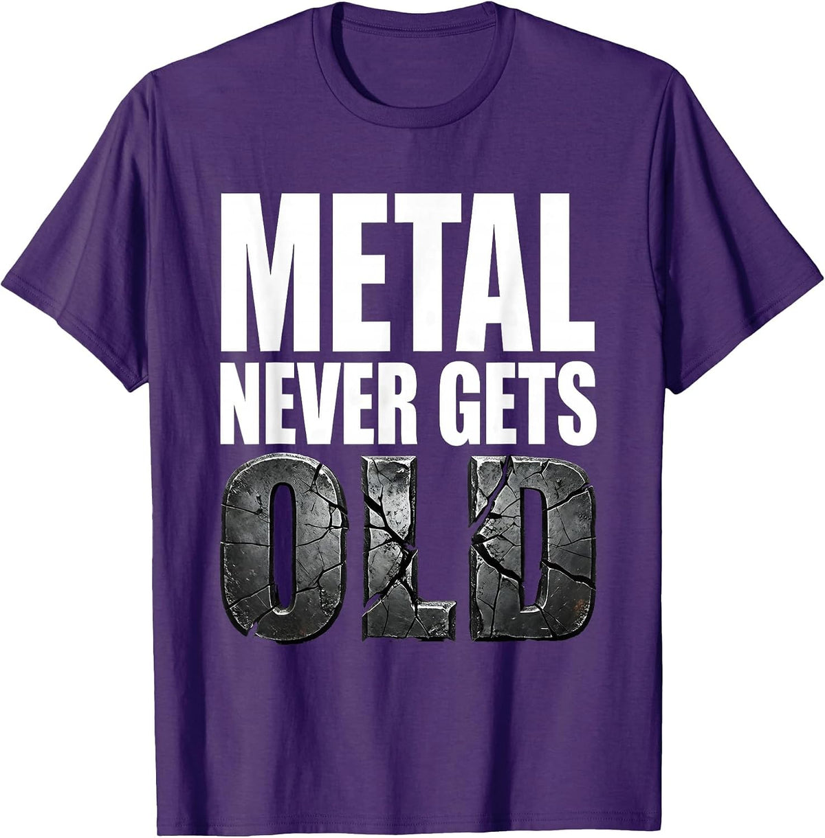 Men's Metal Never Gets Old Rock Music Graphic Design T-Shirt - Purple