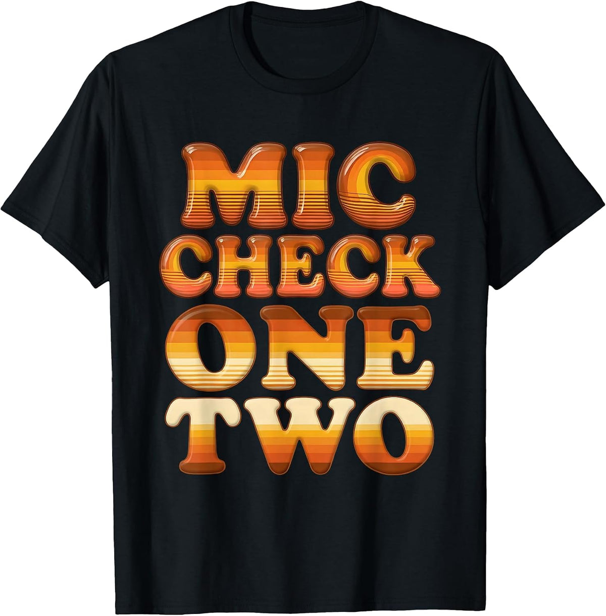 Men's Mic Check One Two Hip Hop Graphic Design T-Shirt - Black