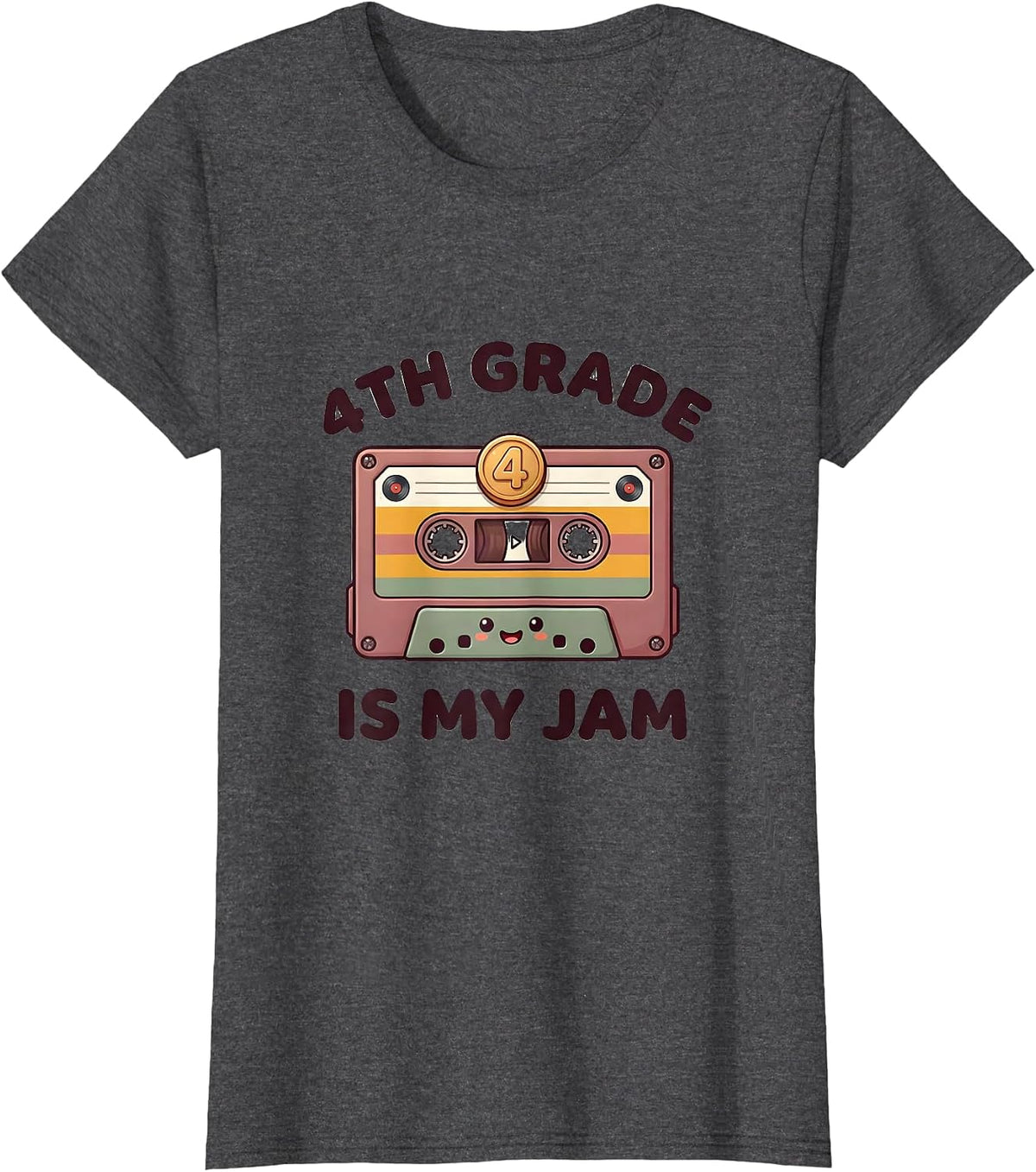 Women's 4th Grade Is My Jam Cute Kawaii Back To School Teacher T-Shirt - Dark Heather Grey