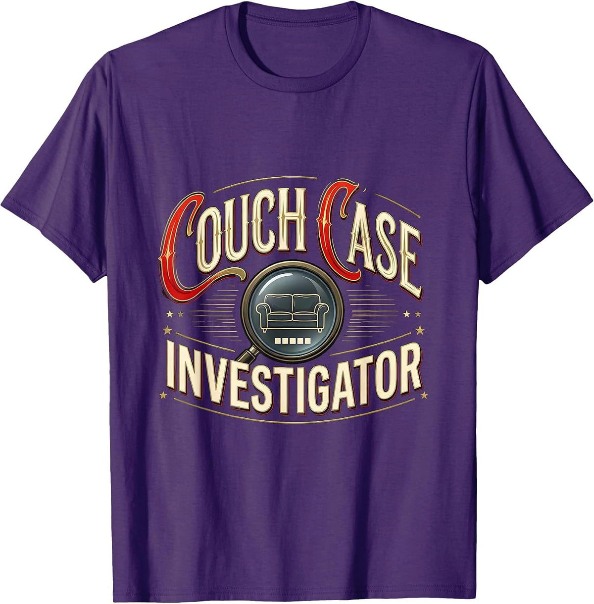 Couch Case Investigator Funny True Crime Fan Podcast Junkie T-Shirt - Purple