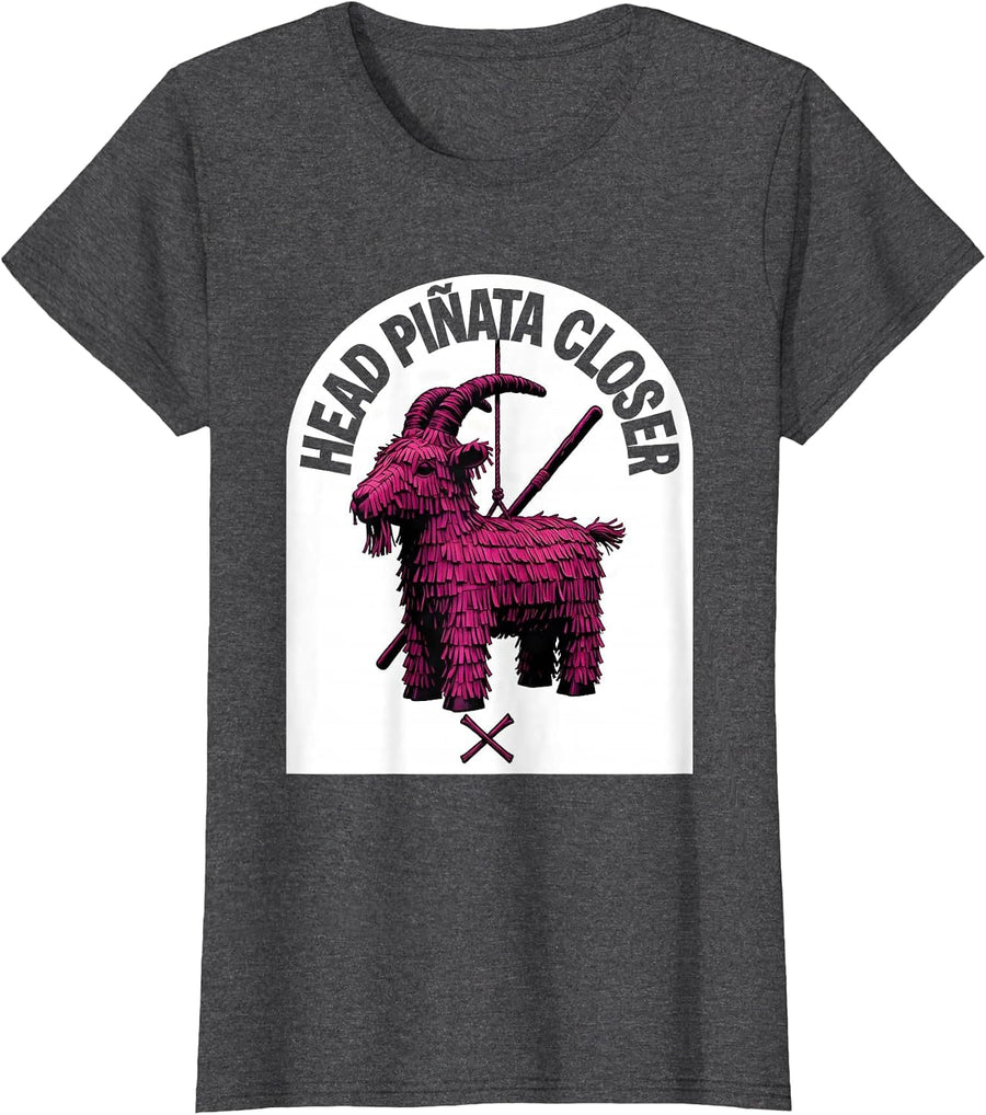 Women's Head Piñata Closer Funny Cinco De Mayo Party Costume T-Shirt - Dark Heather Grey