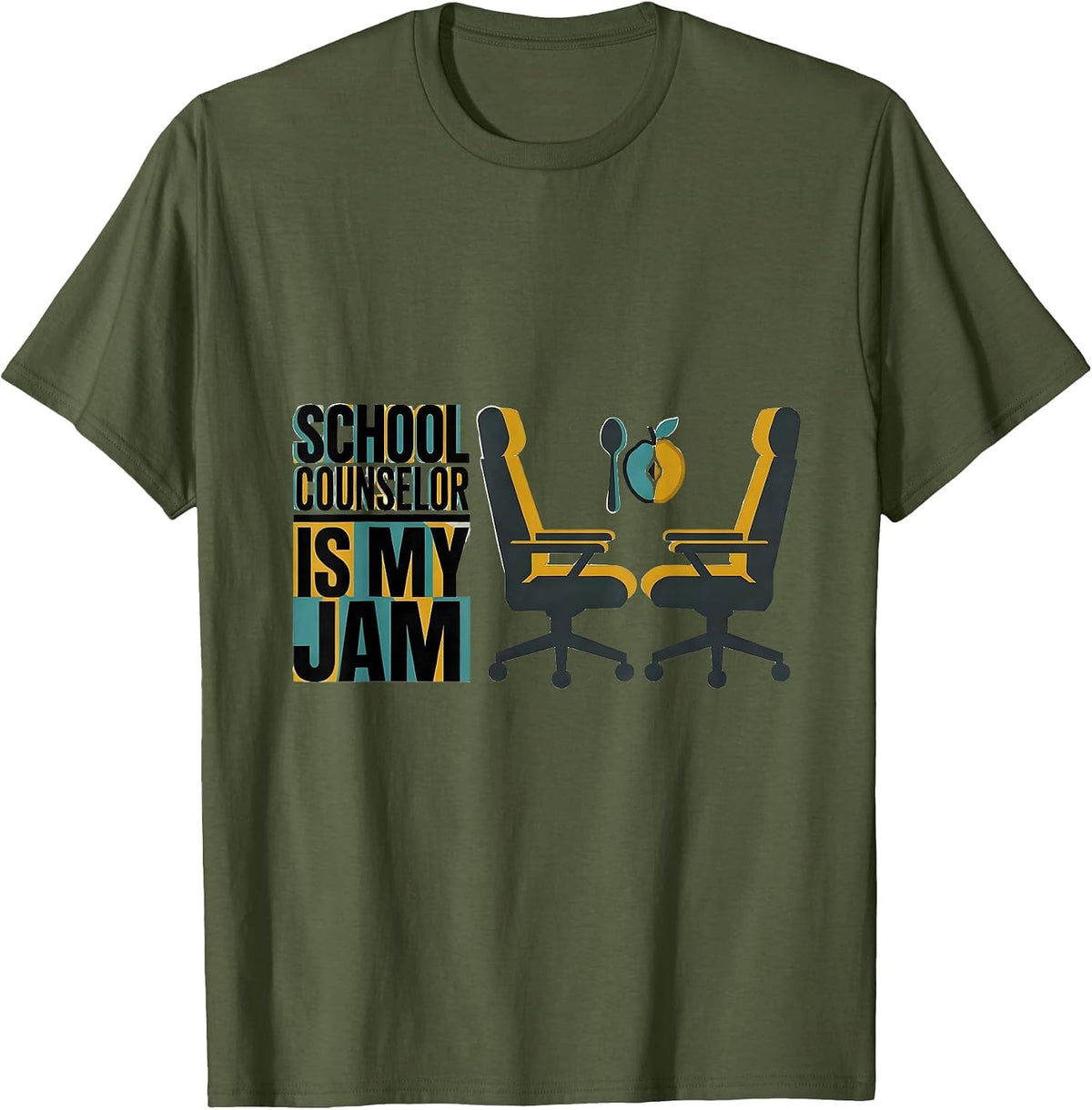 School Counselor Is My Jam Midcentury Modern Counseling T-Shirt - Olive Green