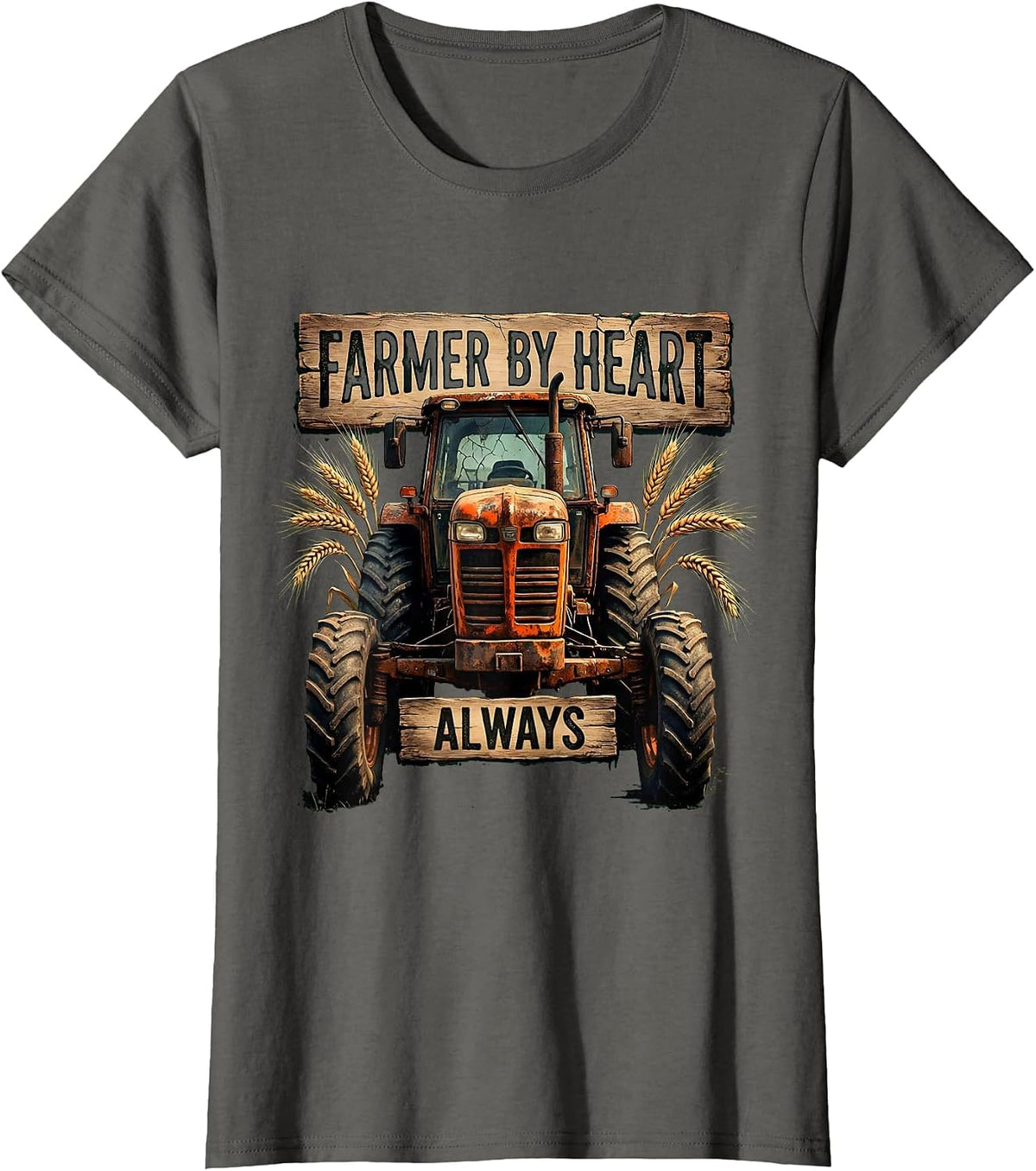 Women's Farmer By Heart Always Country Pride Design T-Shirt - Asphalt Grey