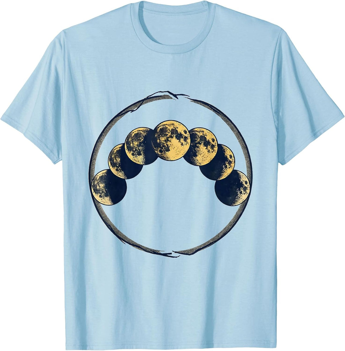 Men's Lunar Phase Cycle Astronomy Science Teacher Graphic T-Shirt - Baby Blue