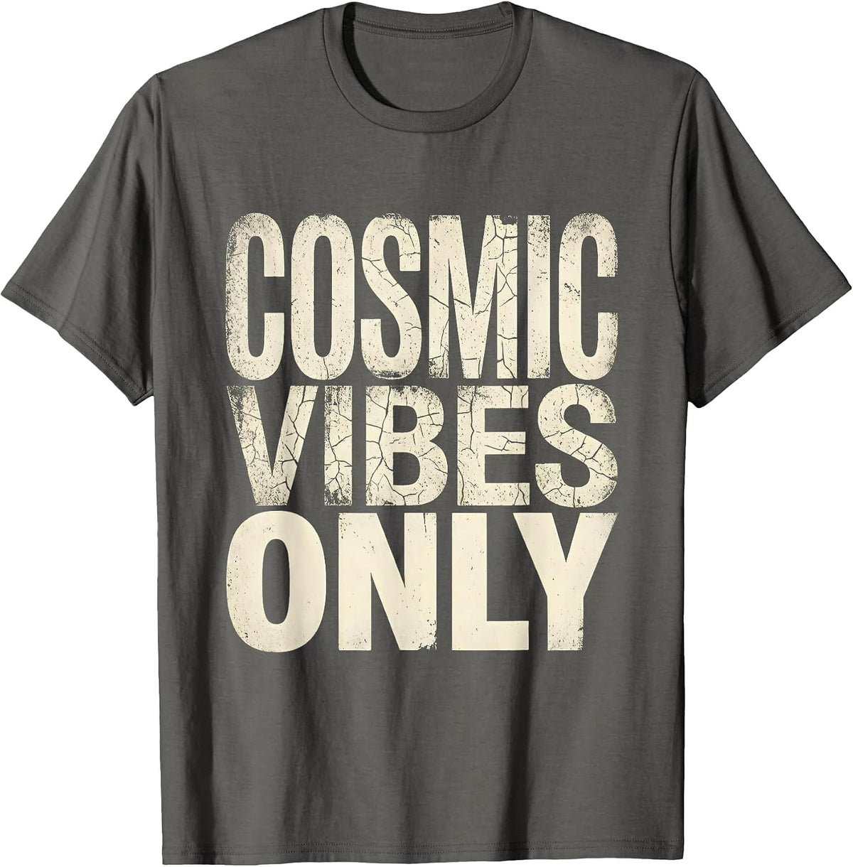Cosmic Vibes Only Galaxy Space Design T-Shirt - Asphalt Grey