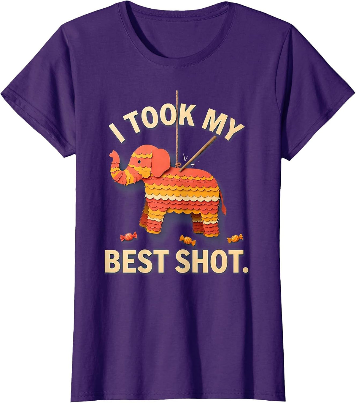 Women's I Took My Best Shot Funny Cinco De Mayo Piñata Party Costume T-Shirt - Purple