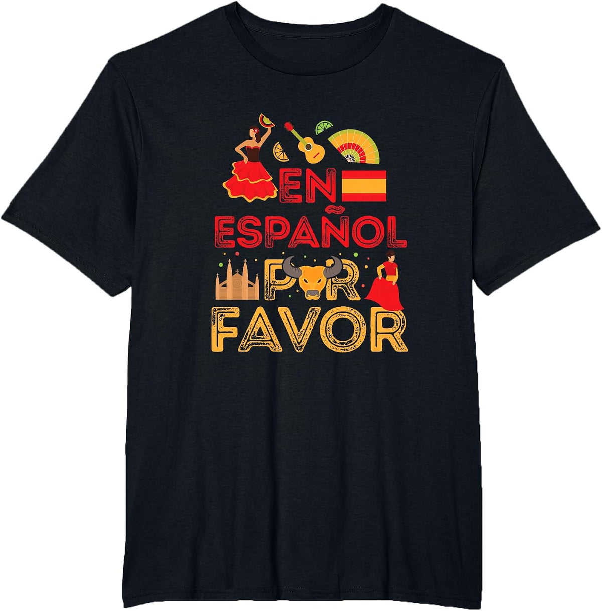 Teaching Spanish Teacher En Español Por Favor T-Shirt - Black