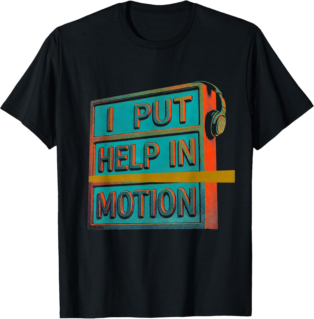 Men's I Put Help In Motion Risograph 911 Dispatcher Thin Gold Line T-Shirt - Black
