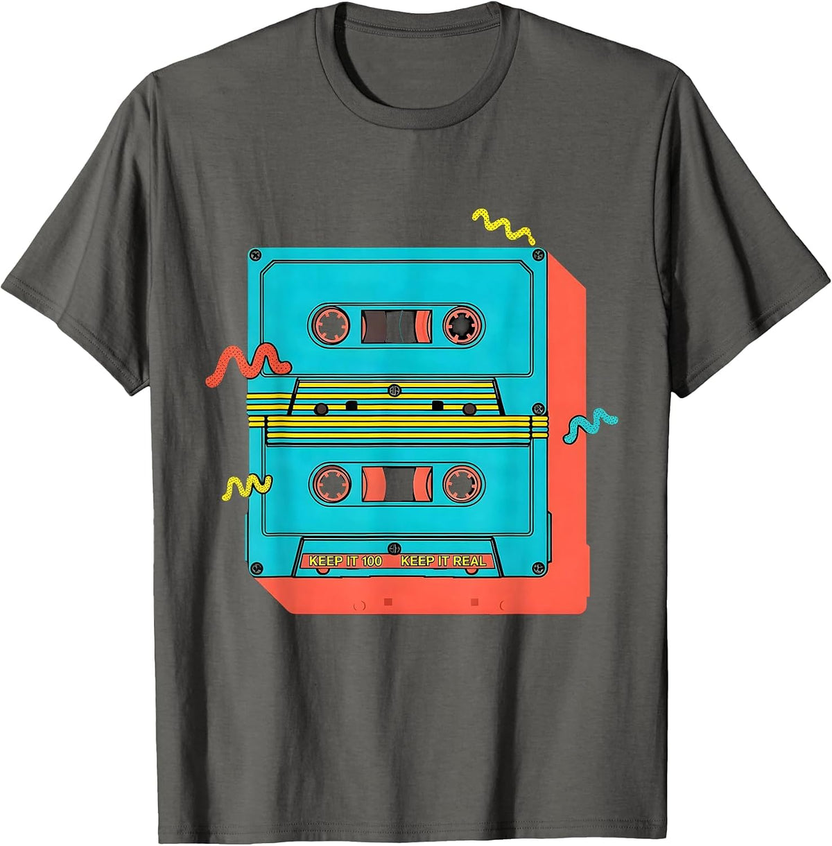 Men's Keep It 100 Keep It Real Memphis Postmodern Hip Hop T-Shirt - Asphalt Grey