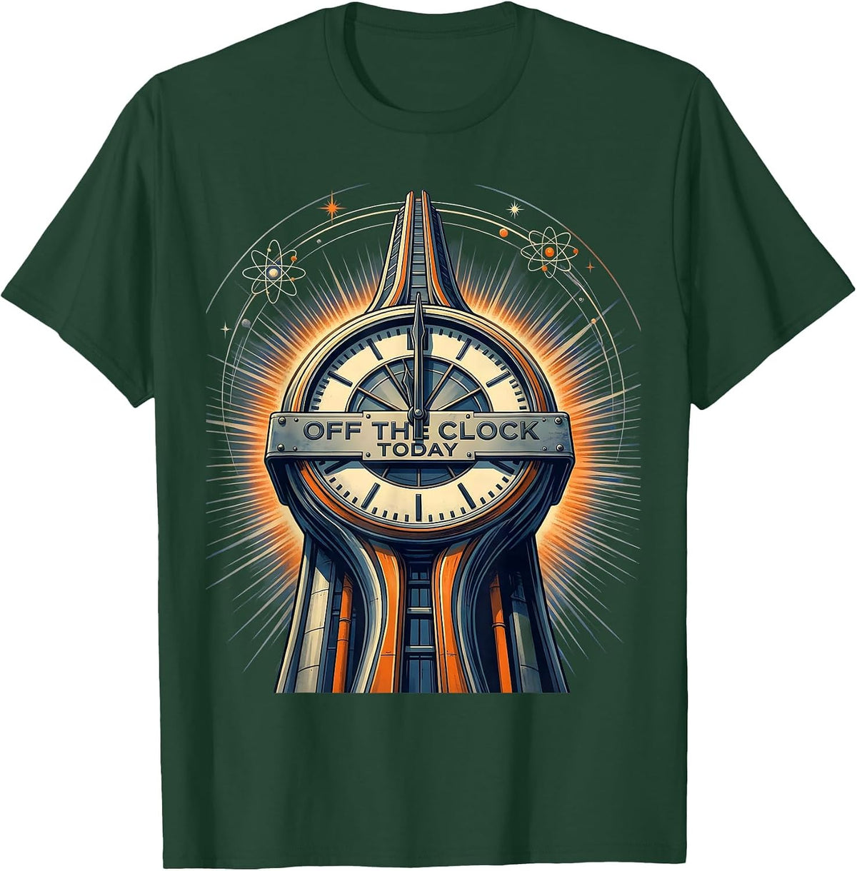 Off the Clock Today Labor Day Celebration Design T-Shirt - Dark Green