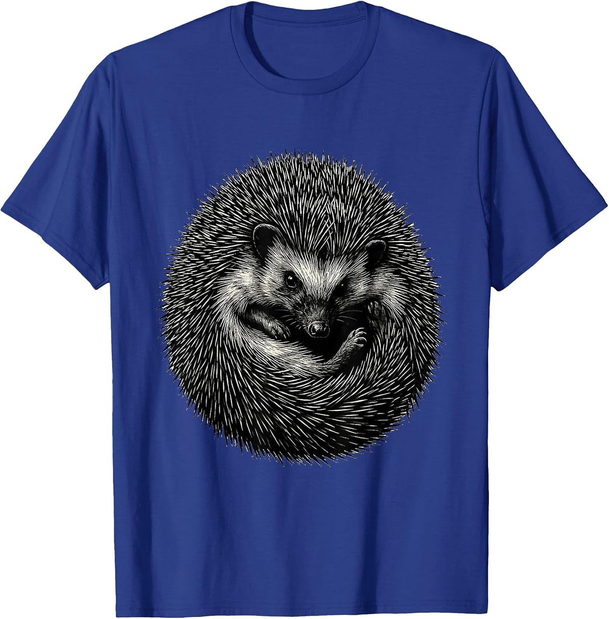 Curled Hedgehog Scratchboard Funny Animal Lover T-Shirt - Royal Blue
