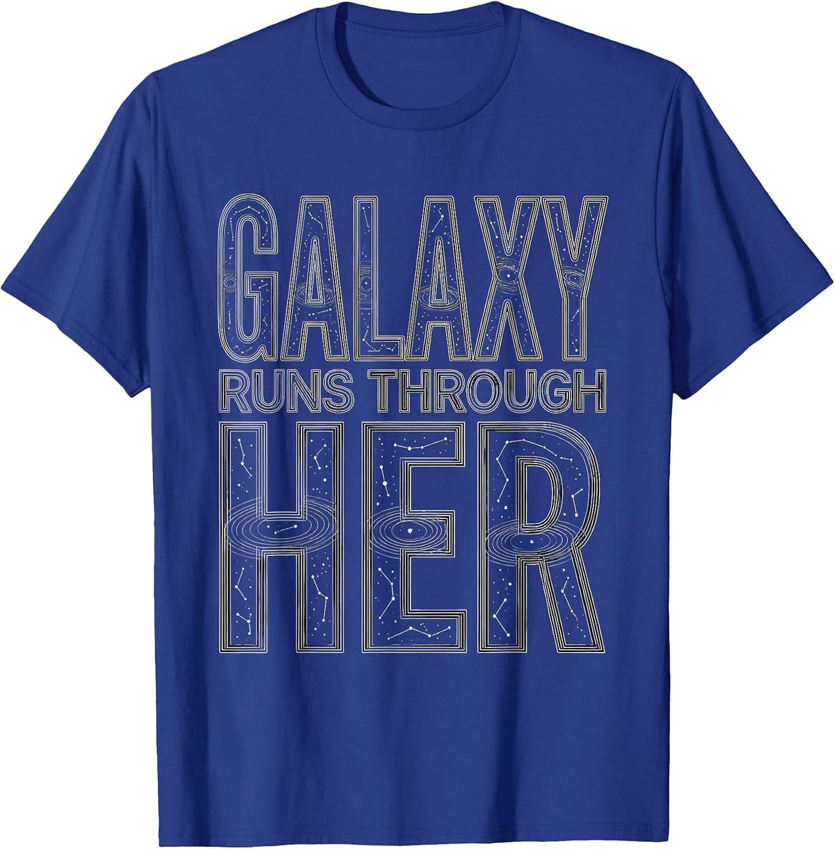 Galaxy Runs Through Her Cosmic Space Design T-Shirt - Royal Blue