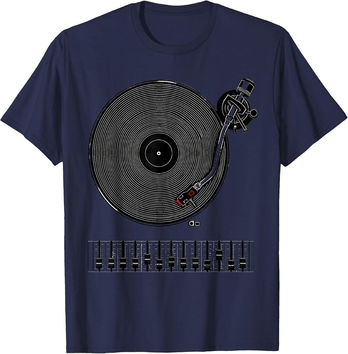 Turntable Platter DJ Nostalgia 90s Hip Hop T-Shirt - Navy Blue