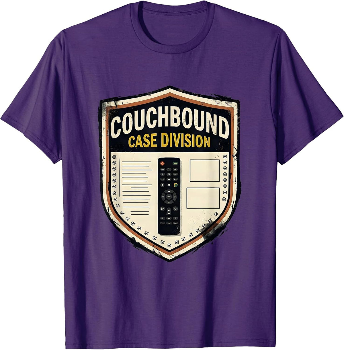 Men's Couchbound Case Division Distressed True Crime Fan Humor T-Shirt - Purple