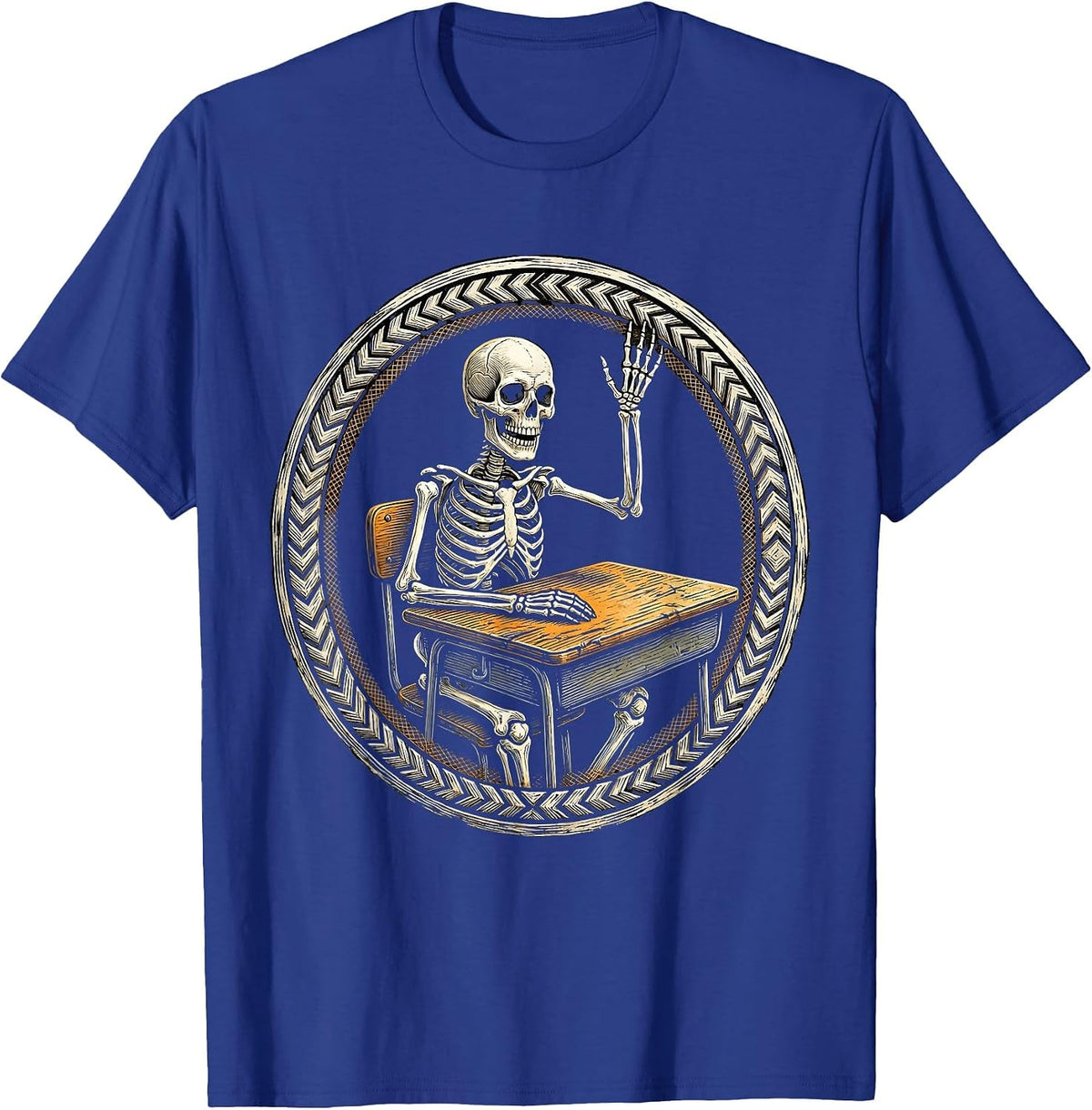 Men's Skeleton Student Halloween Teacher Design T-Shirt - Royal Blue