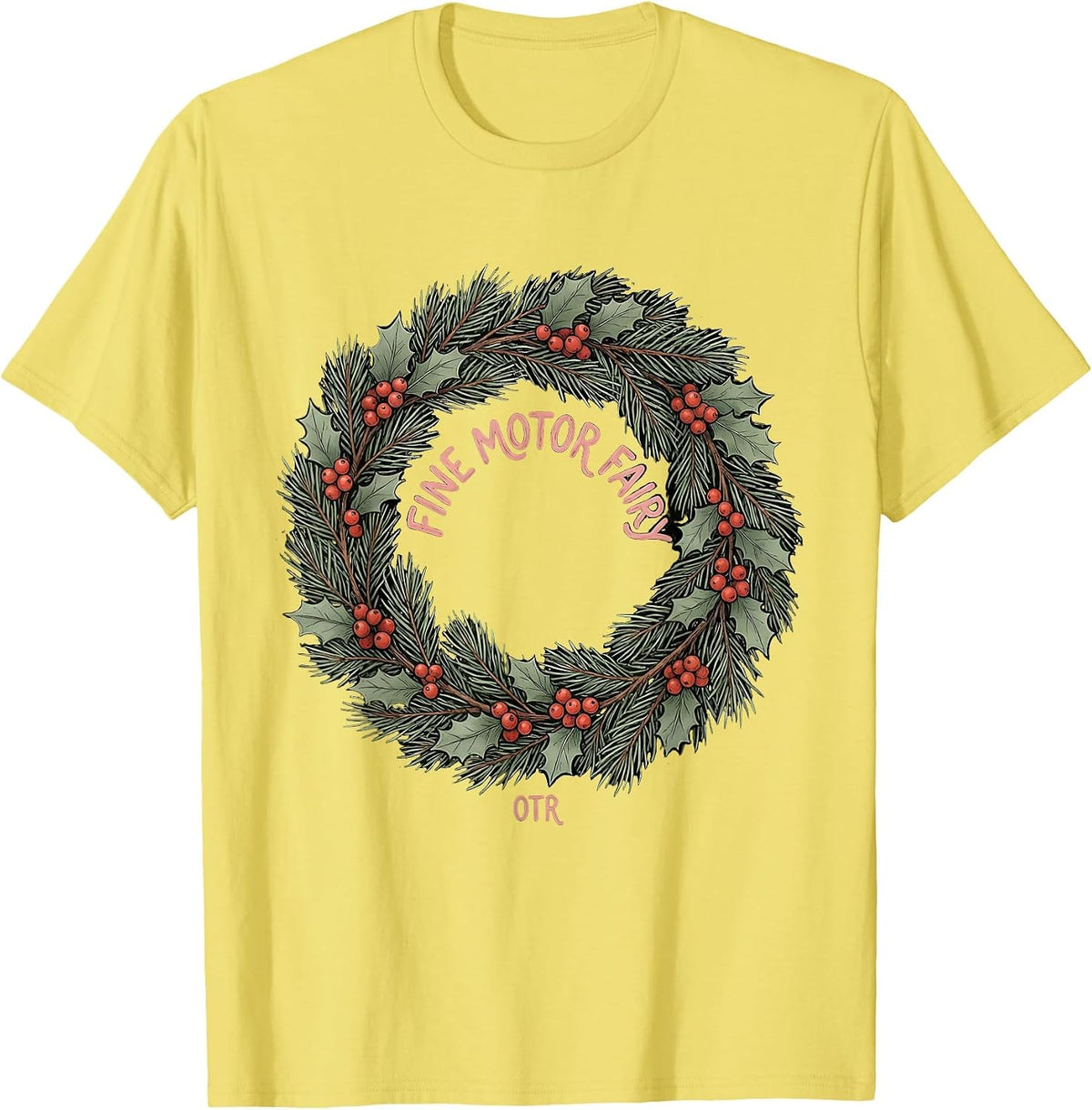 Men's Fine Motor Fairy OTR Boho Occupational Therapist Christmas T-Shirt - Lemon Yellow