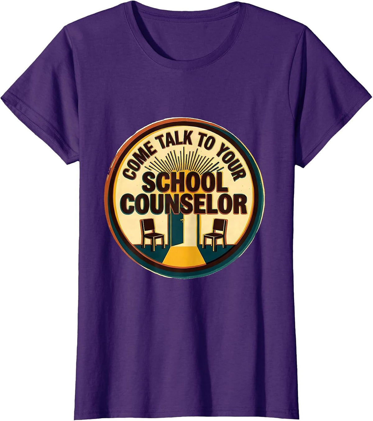Women's Come Talk To Your School Counselor Groovy Retro Humor T-Shirt - Purple