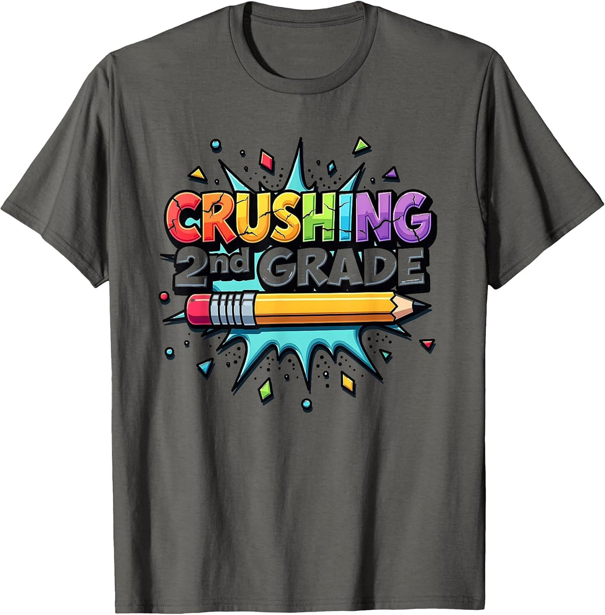 Mademark School & Back to School T-Shirt - Asphalt Grey-crushing 2nd Grade