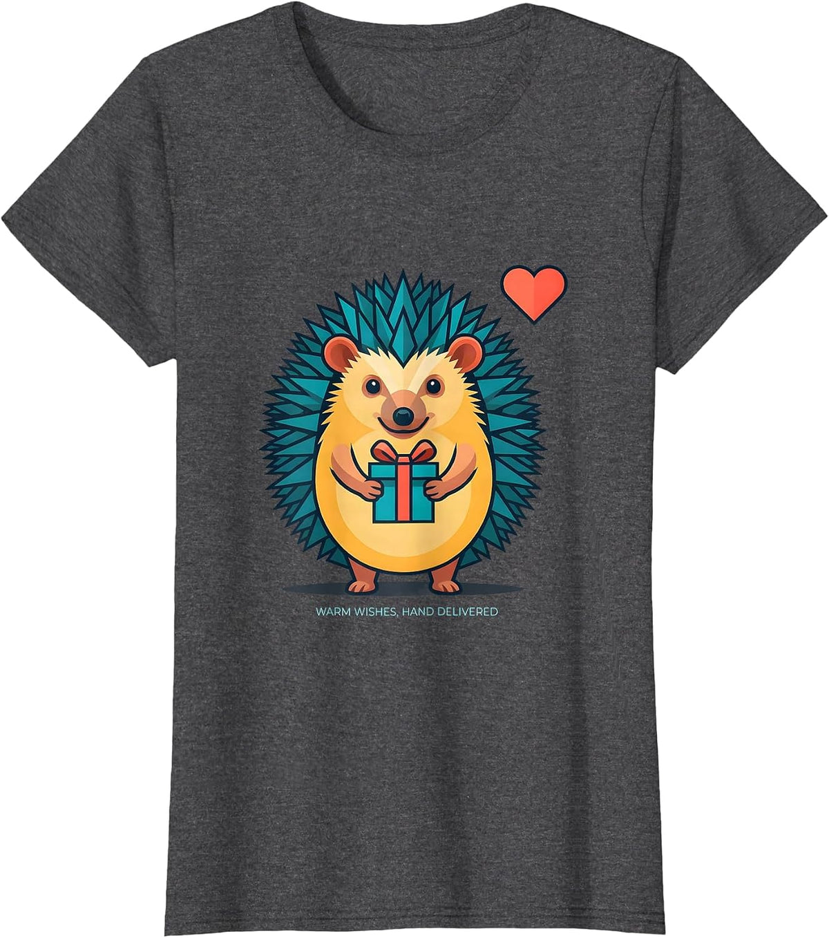 Women's Warm Wishes Hand Delivered Cute Hedgehog Animal Lover Gift T-Shirt - Dark Heather Grey