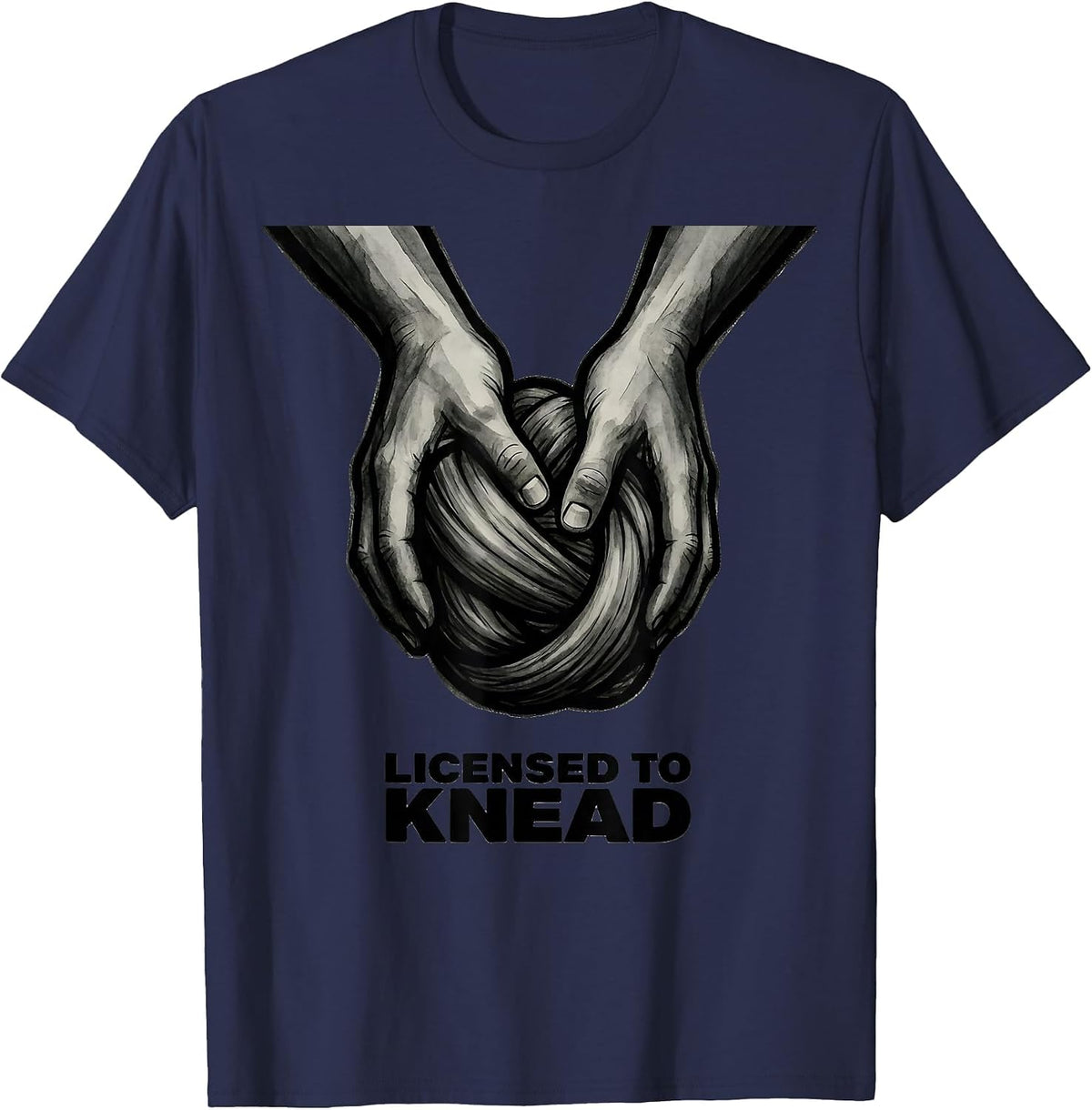 Men's Licensed To Knead Funny Massage Therapist Occupational Pun T-Shirt - Navy Blue