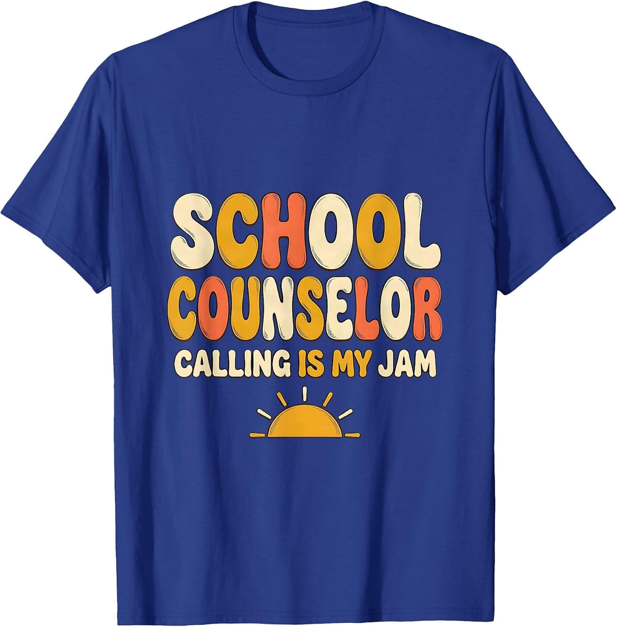 School Counselor Calling Is My Jam Retro Groovy Workplace T-Shirt - Royal Blue