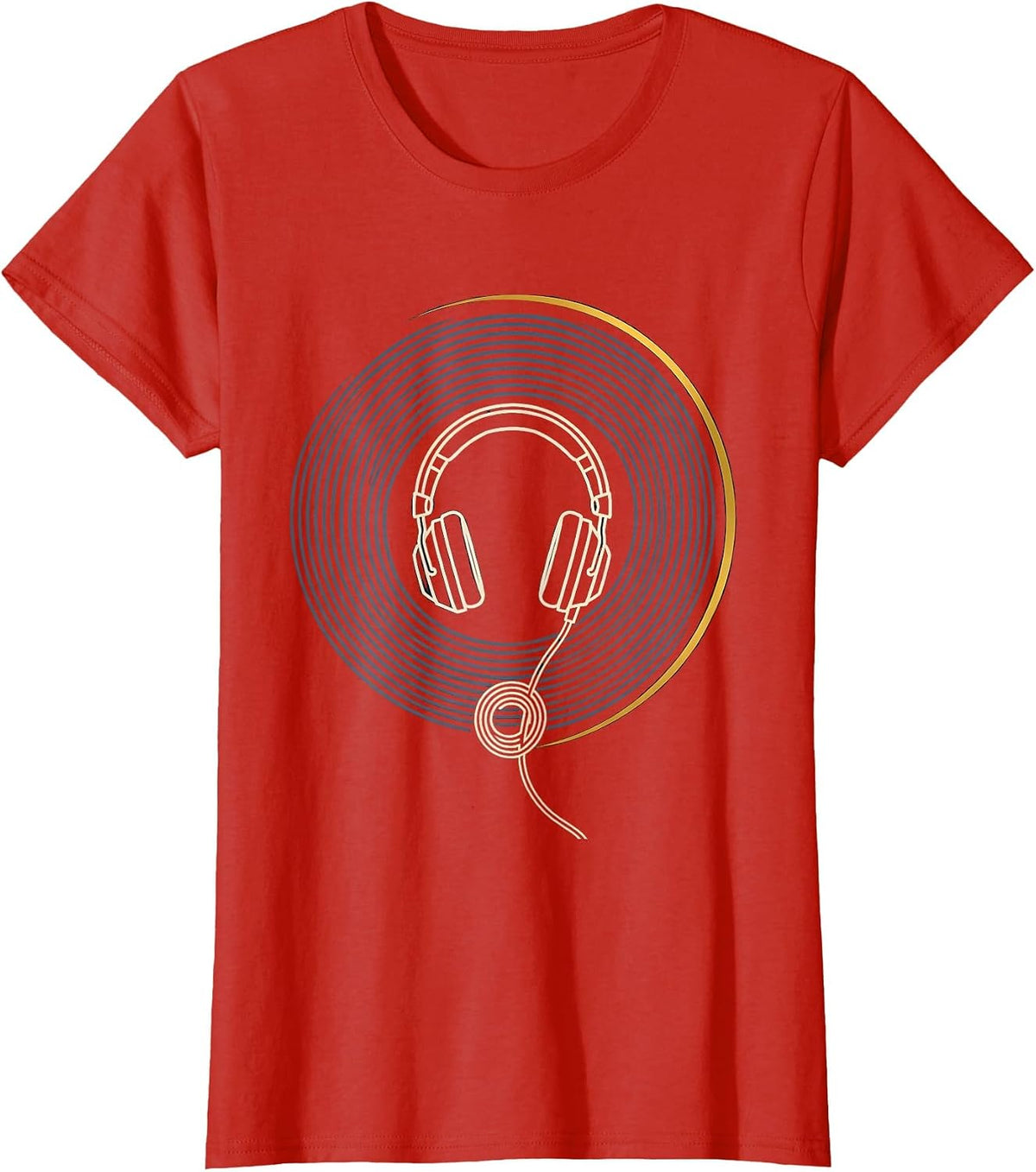 Open Headset Thin Gold Line 911 Dispatcher Tribute T-Shirt - Red
