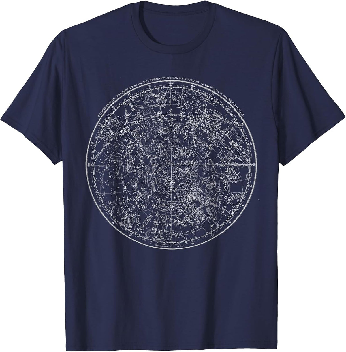 Astronomy - Stars - Constellations - Vintage Map T-Shirt - Navy Blue