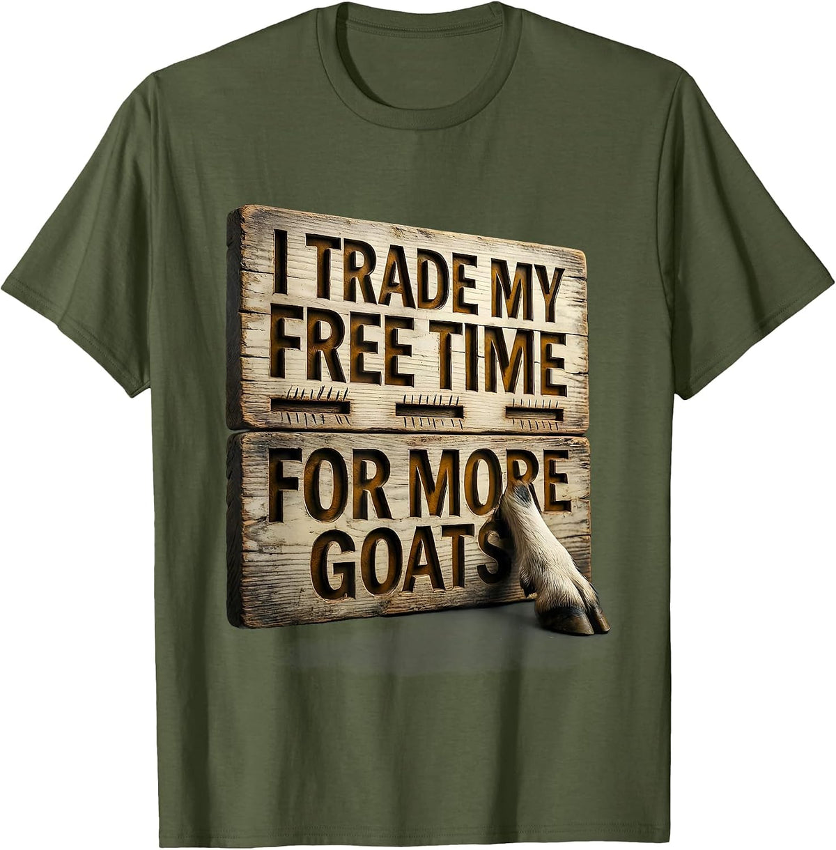 Men's I Trade My Free Time For More Goats Funny Goat Lover Farmer T-Shirt - Olive Green