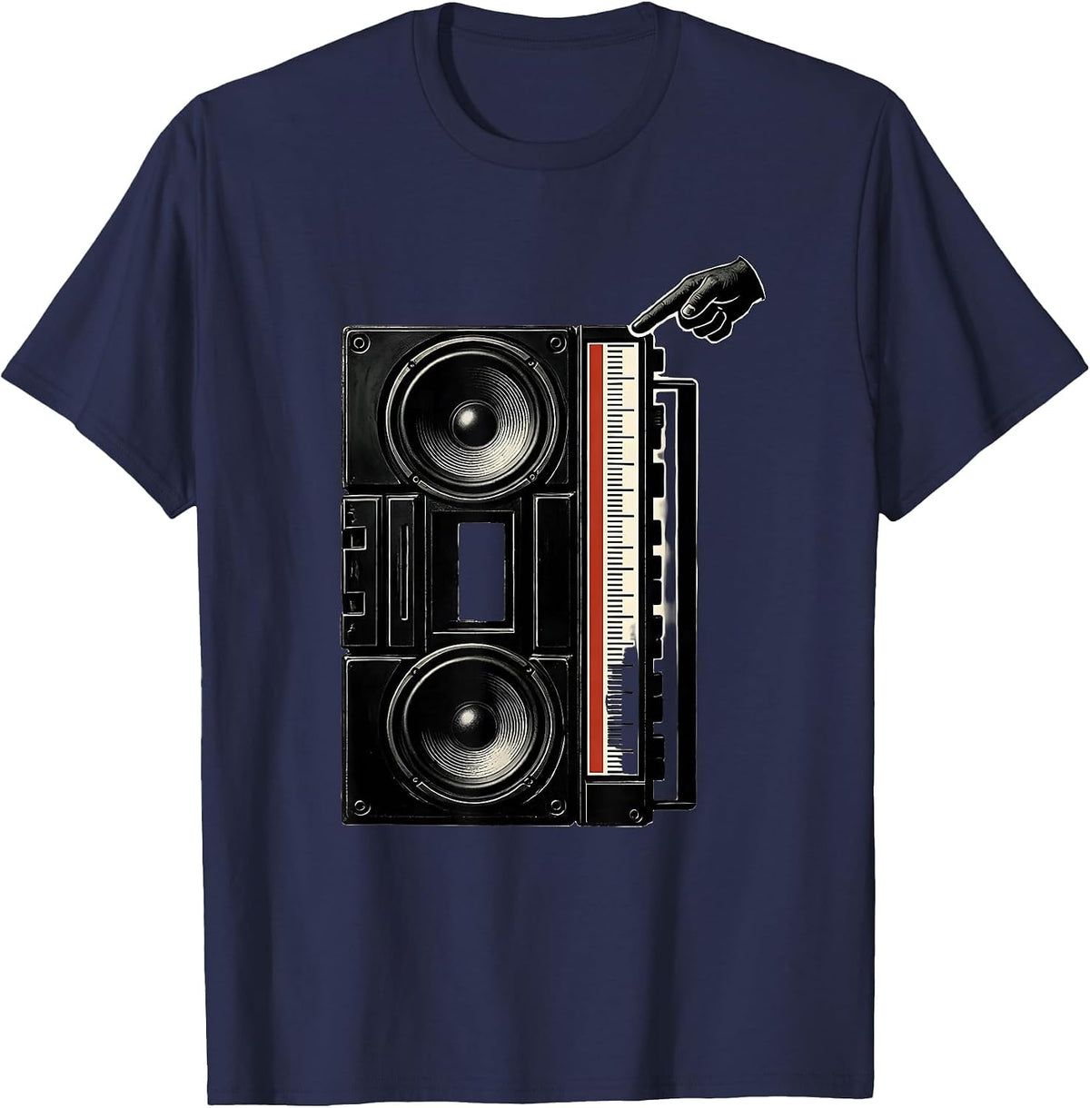Boombox Old School Hip Hop Nostalgia Retro T-Shirt - Navy Blue