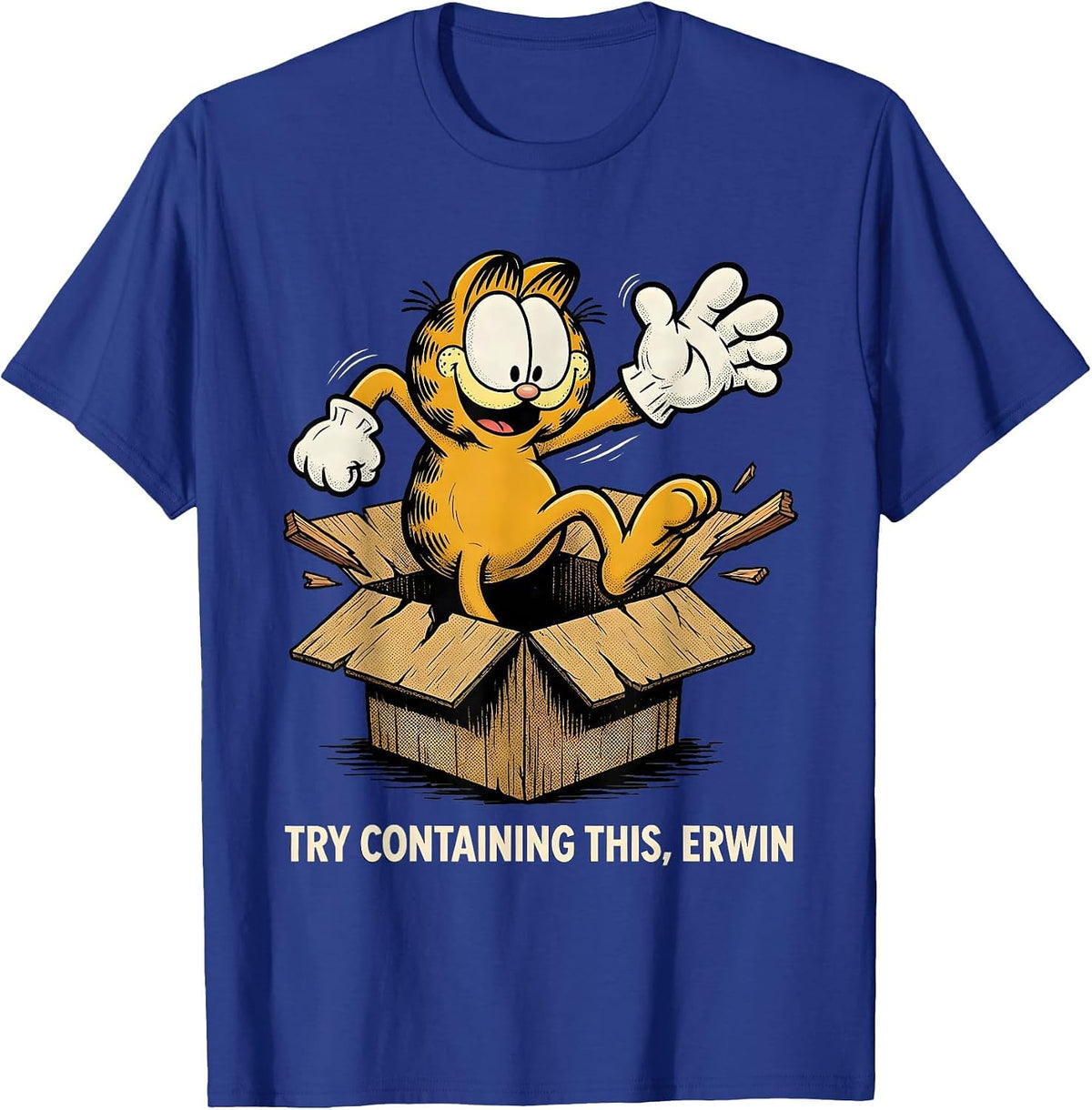 Men's Try Containing This, Erwin Retro Cartoon Quantum Physics T-Shirt - Royal Blue