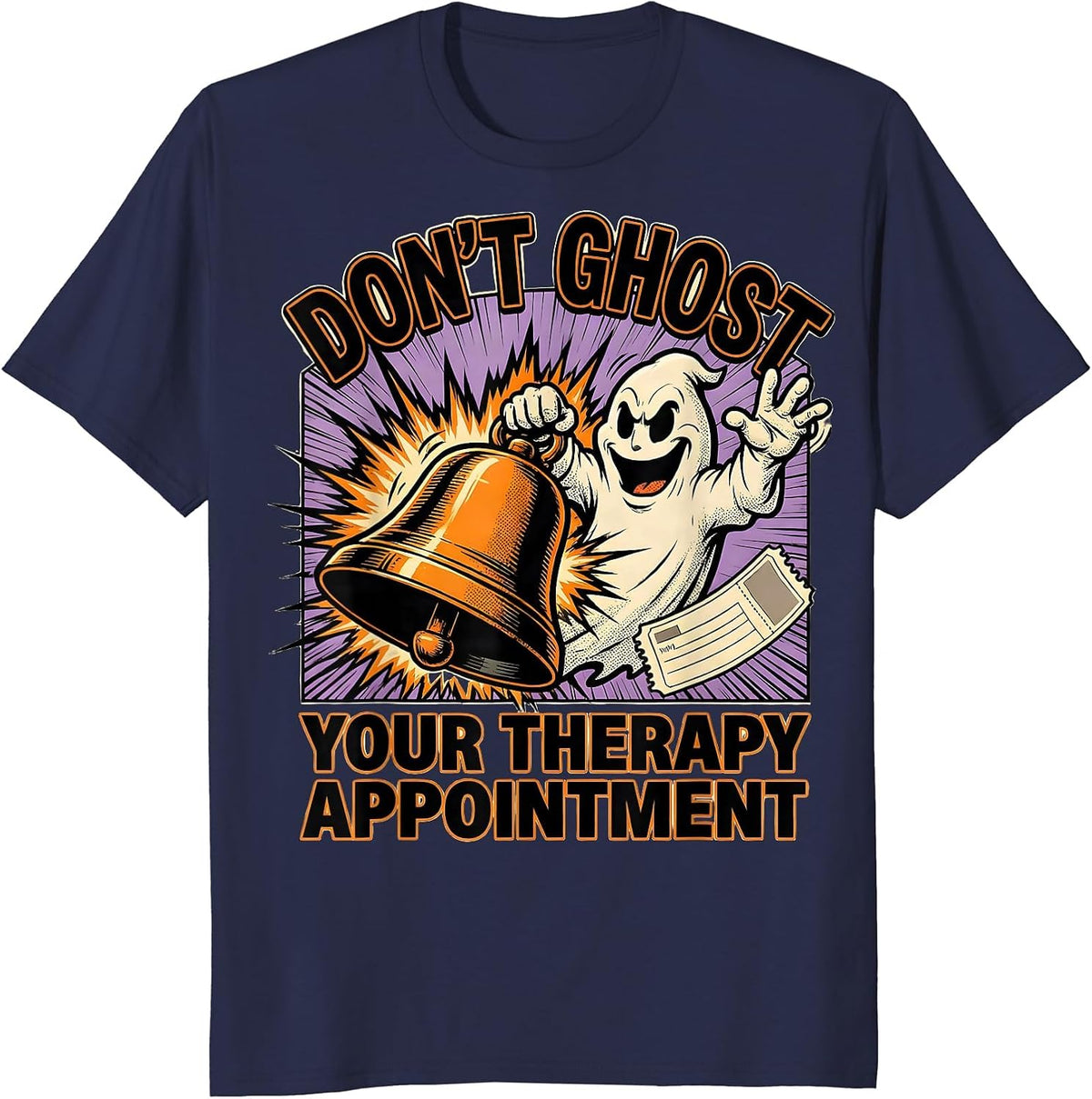 Men's Don't Ghost Your Therapy Appointment Comic Book Ghost T-Shirt - Navy Blue